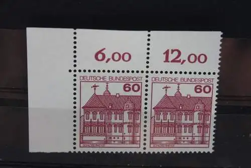 Deutschland; Freimarken: Burgen und Schlösser; MiNr.  1028, waagerechtes Paar,  MNH