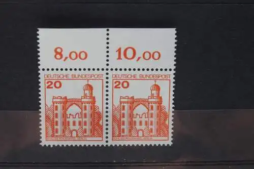 Deutschland; Freimarken: Burgen und Schlösser; MiNr.  995, waagerechtes Paar,  MNH