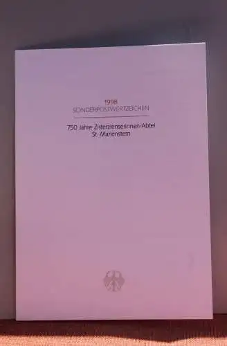 Ministerkarte zum Ausgabeanlaß: "Abtei Sankt Marienstern "; 16.4.1998; MiNr. 1982