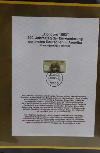 Deutschland 1983, Postkalender-Ersttagsblatt: Concord 1683 Deutsche Einwanderer in Amerika