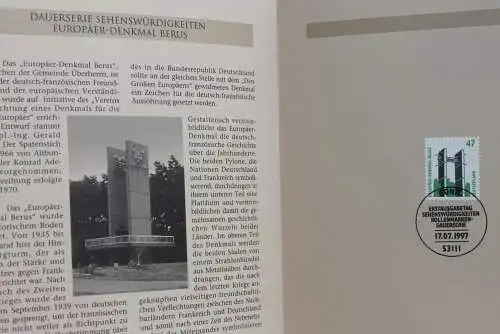 Deutschland 1997; Jahressammlung-ETB: Europäer-Denkmal Berus; MiNr. 1932; bitte lesen