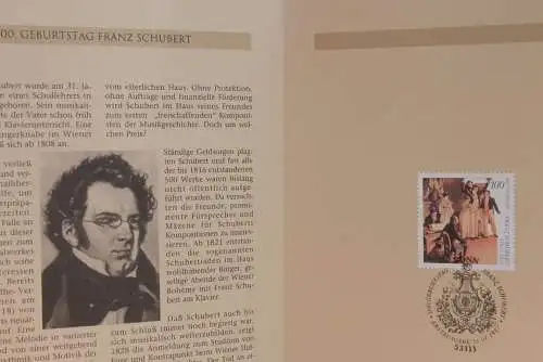 Deutschland 1997; Jahressammlung-ETB: Franz Schubert, Komponist, MiNr. 1895; bitte lesen