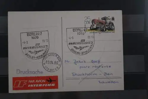 DDR Luftpost Interflug 1980 Berlin- Stockholm mit Tu 134