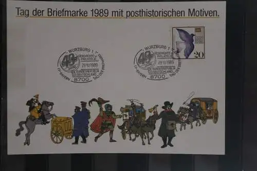 BRD; Sonderblatt,Erinnerungsblatt,Gedenkblatt: Tag der Briefmarke 1989; Sonderstempel Würzburg