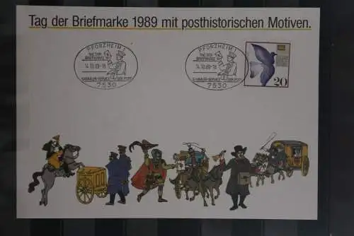 BRD; Sonderblatt,Erinnerungsblatt,Gedenkblatt: Tag der Briefmarke 1989; Sonderstempel Pforzheim