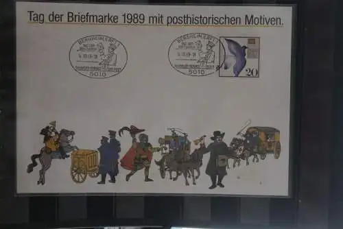 BRD; Sonderblatt,Erinnerungsblatt,Gedenkblatt: Tag der Briefmarke 1989; Sonderstempel Bergheim