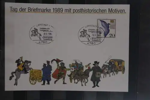 BRD; Sonderblatt,Erinnerungsblatt,Gedenkblatt: Tag der Briefmarke 1989; Sonderstempel Lippstadt