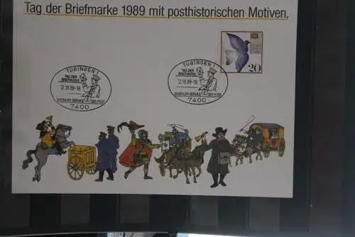BRD; Sonderblatt,Erinnerungsblatt,Gedenkblatt: Tag der Briefmarke 1989; Sonderstempel Tübingen