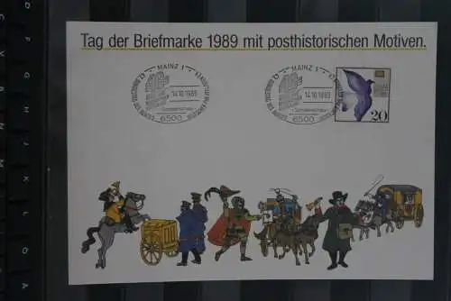 BRD; Sonderblatt,Erinnerungsblatt,Gedenkblatt: Tag der Briefmarke 1989; Sonderstempel Mainz