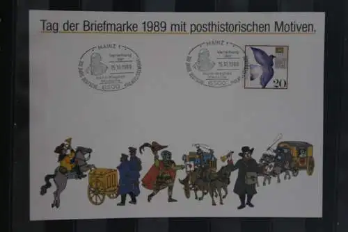 BRD; Sonderblatt,Erinnerungsblatt,Gedenkblatt: Tag der Briefmarke 1989; Sonderstempel Mainz