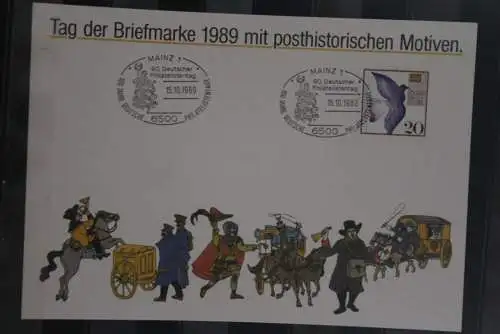 BRD; Sonderblatt,Erinnerungsblatt,Gedenkblatt: Tag der Briefmarke 1989; Sonderstempel Mainz