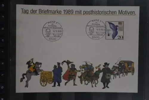 BRD; Sonderblatt,Erinnerungsblatt,Gedenkblatt: Tag der Briefmarke 1989; Sonderstempel Mainz
