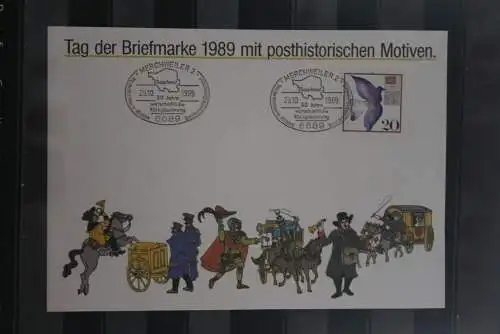 BRD; Sonderblatt,Erinnerungsblatt,Gedenkblatt: Tag der Briefmarke 1989; Sonderstempel Merchweiler