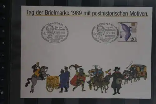 BRD; Sonderblatt,Erinnerungsblatt,Gedenkblatt: Tag der Briefmarke 1989; Sonderstempel Hannover