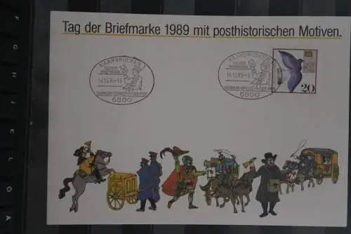 BRD; Sonderblatt,Erinnerungsblatt,Gedenkblatt: Tag der Briefmarke 1989; Sonderstempel Saarbrücken