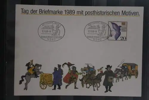 BRD; Sonderblatt,Erinnerungsblatt,Gedenkblatt: Tag der Briefmarke 1989; Sonderstempel Betzdorf, Sieg