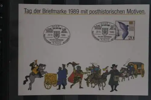 BRD; Sonderblatt,Erinnerungsblatt,Gedenkblatt: Tag der Briefmarke 1989; Sonderstempel Bonn
