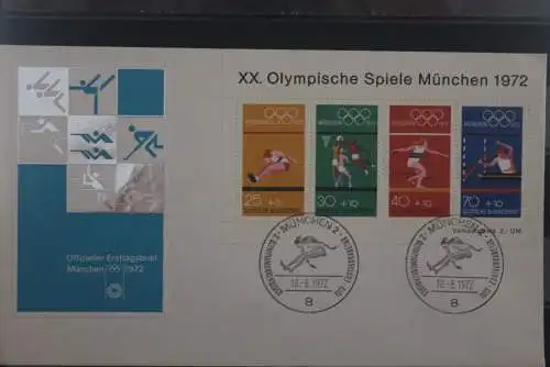 Deutschland 1972; FDC Block 8;XX. Olympische Spiele München 1972, ESST München