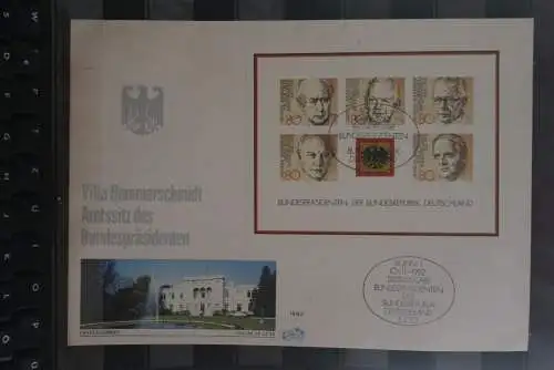 Deutschland 1982; FDC Bundespräsidenten-Block; Block 18