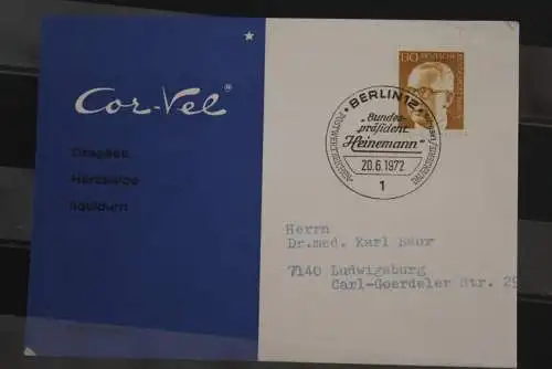 Berlin 1972; FDC-Karte: Freimarke Heinemann 130 Pf.; MiNr. 429