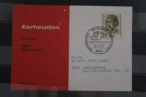 Deutschland 1972, FDC-Karte:Lucas Cranach; MiNr. 718