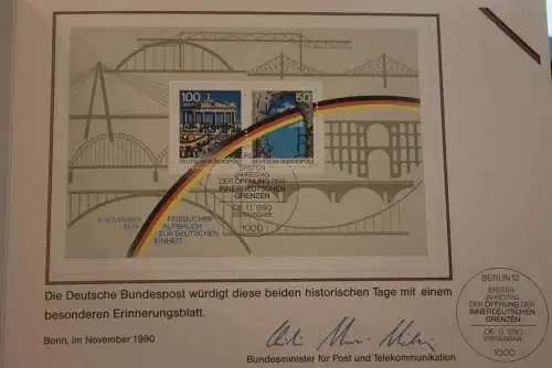 Ministerkarte, groß, 1990 zum Ausgabeanlaß: "Deutsche Einheit"