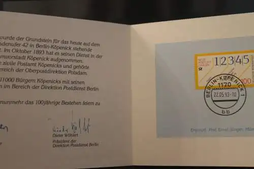 Deutschland, Grußkarte der POST 1993; POSTAmt Berlin-Köpenick, sehr selten