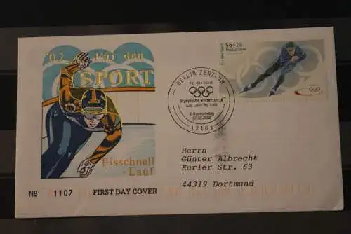 Deutschland 2002; Olympische Winterspiele 2002, MiNr. 2238, FDC