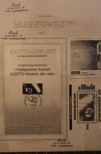 Deutschland 1986; Halleyscher Komet GIOTTO-Mission der ESA; MiNr. 1273; Zylinderretuschen A47b ; ETB