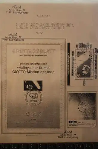 Deutschland 1986; Halleyscher Komet GIOTTO-Mission der ESA; MiNr. 1273; Zylinderretuschen A42a ; ETB