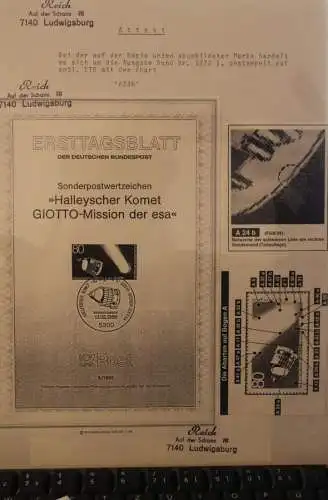 Deutschland 1986; Halleyscher Komet GIOTTO-Mission der ESA; MiNr. 1273; Zylinderretusche  A24b, ETB