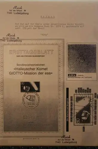 Deutschland 1986; Halleyscher Komet GIOTTO-Mission der ESA; MiNr. 1273; Zylinderretusche  A24a, ETB