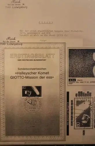 Deutschland 1986; Halleyscher Komet GIOTTO-Mission der ESA; MiNr. 1273; Zylinderretusche A5a, ETB