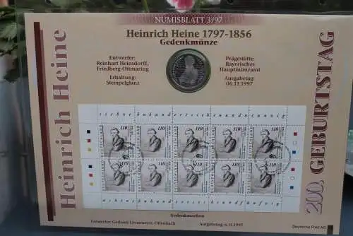 Deutschland Numisblatt  3/97 "Heinrich Heine"