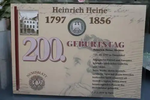 Deutschland Numisblatt  3/97 "Heinrich Heine"