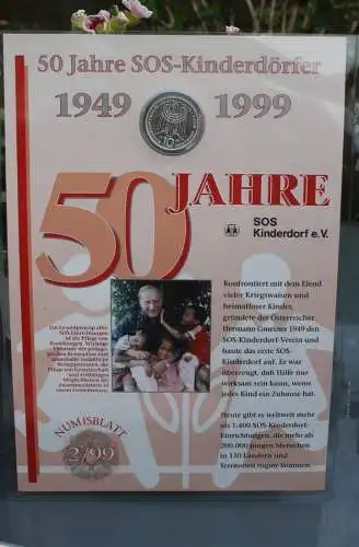 Deutschland Numisblatt  2/99 "50 Jahre SOS-Kinderdörfer"