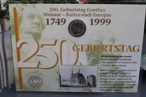 Deutschland Numisblatt  3/99 "250 Geburtstag Goethes / Weimar Kulturstadt Europas"