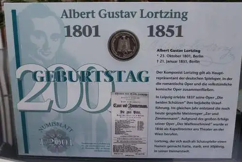 Deutschland Numisblatt 1/2001 "Albert Gustav Lortzing"