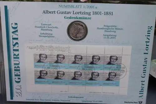 Deutschland Numisblatt 1/2001 "Albert Gustav Lortzing"