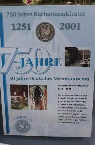 Deutschland Numisblatt 2/2001 "750 Jahre Katharinenkloster; 50 Jahre Deutsches Meeresmuseum"