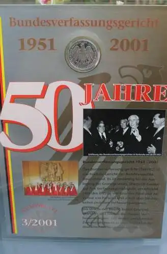 Deutschland Numisblatt 3/2001 "50 Jahre Bundesverfassungsgericht" mit Beiblatt !