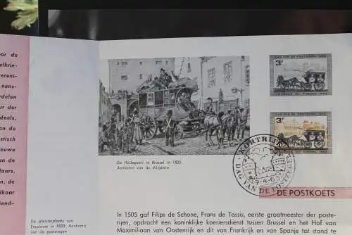 Belgien 1963; Ankündigungsblatt mit Schwarzdruck und Marke und ESST: Tag der Briefmarke, Fläm.  Ausg.