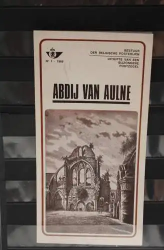 Belgien 1984; Ankündigungsblatt mit Schwarzdruck und Marke und ESST: Abdij van Aulne, Fläm.  Ausg.