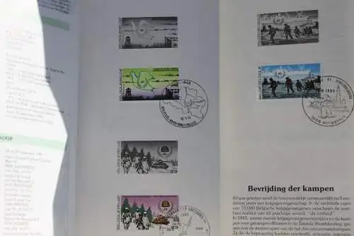 Belgien 1985; Ankündigungsblatt mit Schwarzdruck und Marke und ESST: Bevrijding van Belgie, Fläm.  Ausg.