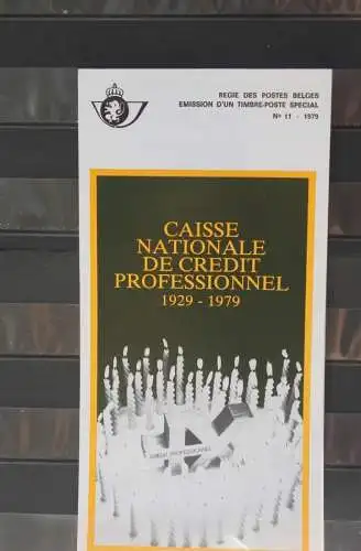 Belgien 1979; Ankündigungsblatt mit Schwarzdruck und Marke und ESST: Caisse de Credit, Franz.  Ausg.