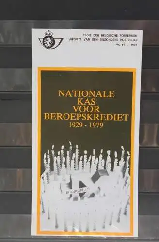 Belgien 1979; Ankündigungsblatt mit Schwarzdruck und Marke und ESST: Kas voor Beroepskrediet, Fläm.  Ausg.