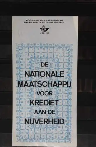 Belgien 1969; Ankündigungsblatt mit Schwarzdruck und Marke und ESST: Maatschappij voor Kredit, Fläm.  Ausg.