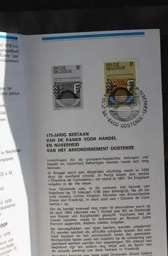 Belgien 1978; Ankündigungsblatt mit Schwarzdruck und Marke und ESST: Industrie- und Handelskammer, Fläm.  Ausg.