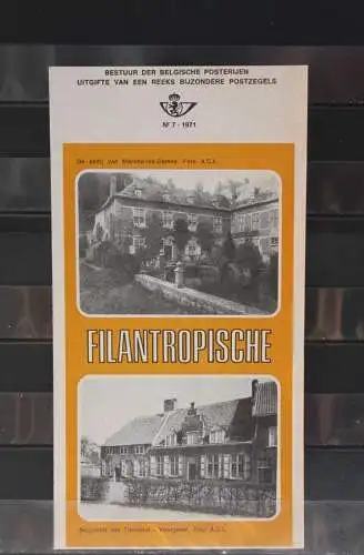 Belgien 1971; Ankündigungsblatt mit Schwarzdruck und Marke und ESST: Filantropische, Fläm.  Ausg.