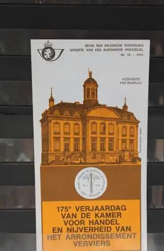 Belgien 1979; Ankündigungsblatt mit Schwarzdruck und Marke und ESST: Industrie- und Handeslkammer, Fläm.  Ausg.